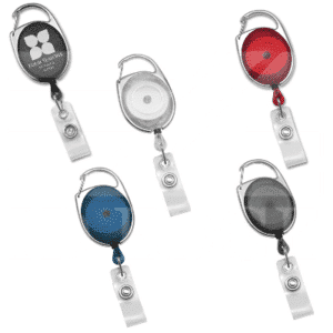 Green Carabiner Badge Reels with Strap Clip (Pack of 50) - ALG ID Cards