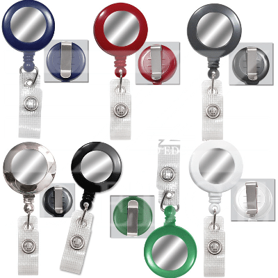 Reinforced Vinyl Strap Badge Reel with Silver Sticker - 100 Pack ID Edge