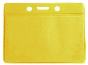 Horizontal Badge Holder with Yellow Color Back, Data/Credit Card Size - 100 Pack