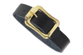 Black Executive Genuine Leather Luggage Strap with Brass-Plated Buckle, 3 Holes - 25 Pack