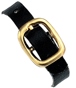 Black Genuine Leather Luggage Strap with Round Brass-Plated Buckle, 3 Holes 25 pack