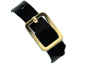 Black Genuine Leather Luggage Strap with Square Brass-Plated Buckle, 3 Holes 25 pack