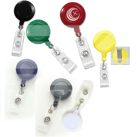 5 Pack - Retractable ID Badge Reels -Translucent Color - with Slide on Belt  Clip