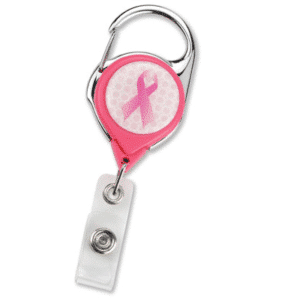 Pink Awareness Carabiner Badge Reel - 25 Pack